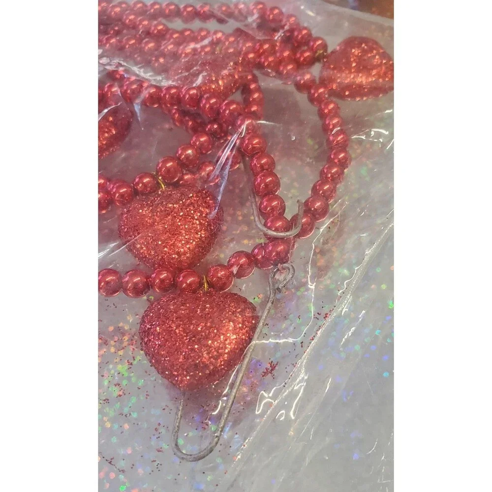 Bethany Lowe Designs Valentine Day Novelties Red Beads Garland Heart Ornaments
